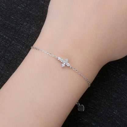 Silver Cross Moissanite Diamond Bracelet