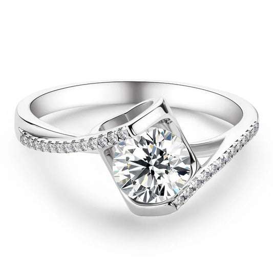 Classic Moissanite Angle Solitaire Ring