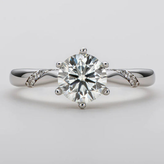 Classic Round Cut Moissanite Solitaire Ring