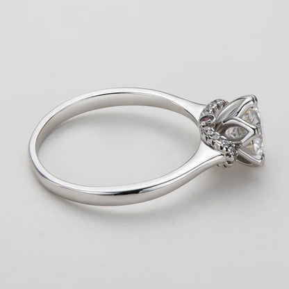 Moissanite Crown Solitaire Ring