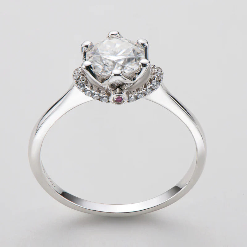 Moissanite Crown Solitaire Ring