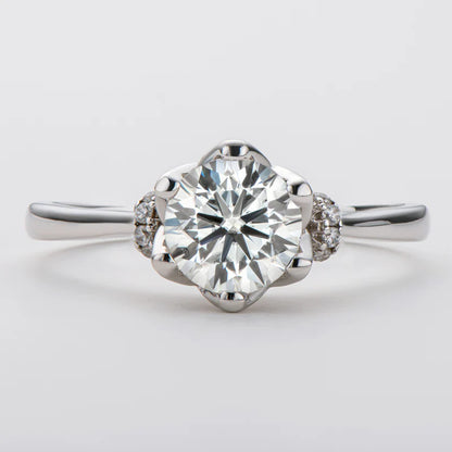 Moissanite Crown Solitaire Ring