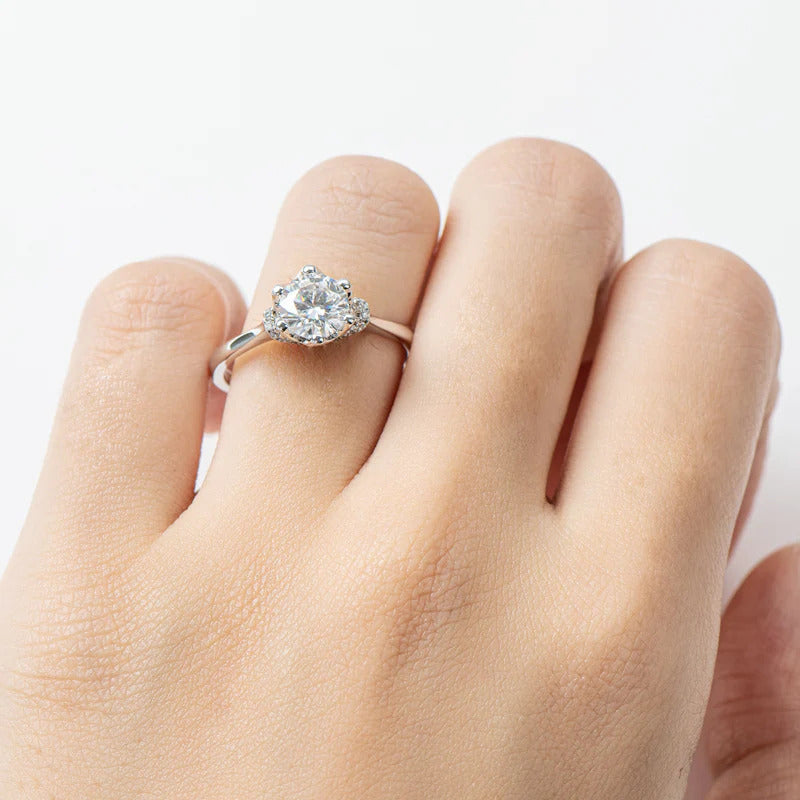 Moissanite Crown Solitaire Ring