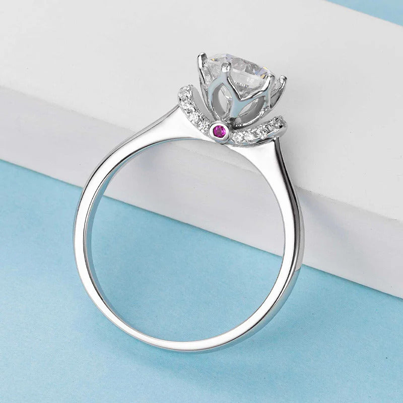 Moissanite Crown Solitaire Ring