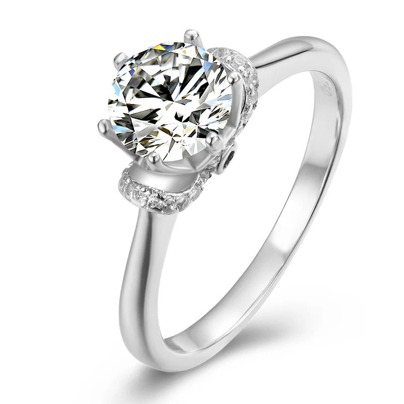 Moissanite Crown Solitaire Ring