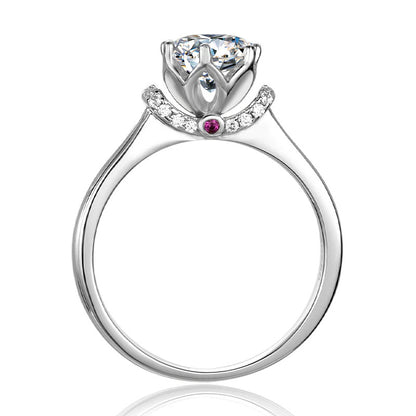 Moissanite Crown Solitaire Ring