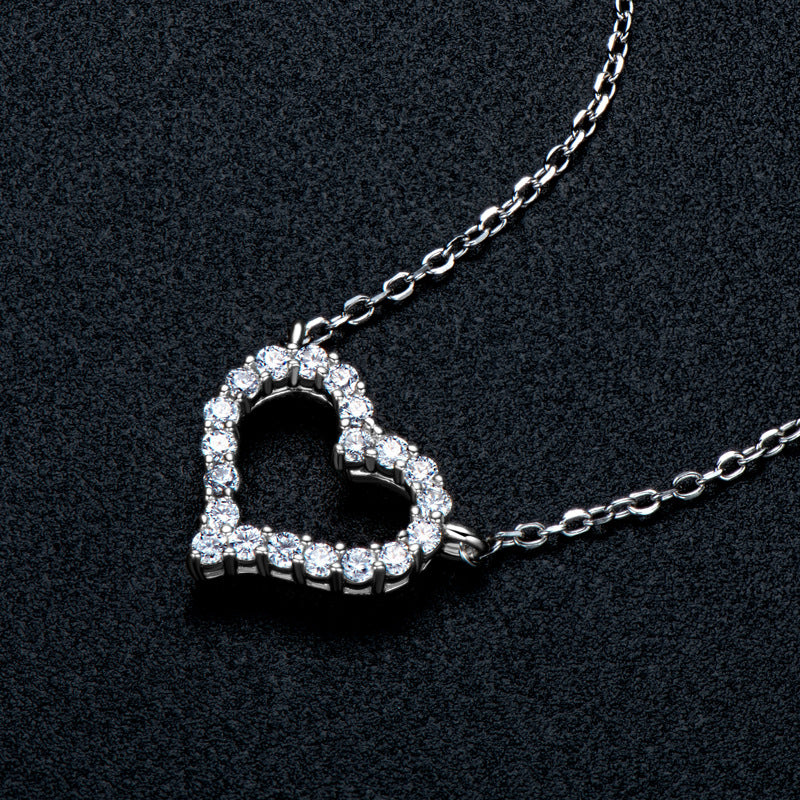 Round Cut Moissanite Heart Pendant Necklace