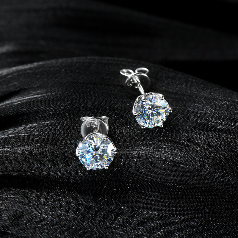 Moissanite Stud Six Claws Earrings