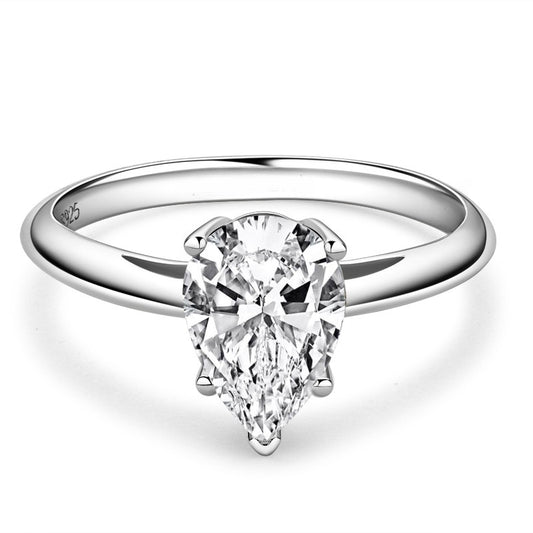 Pear Shaped Promise Engagement Wedding 2 Carat Moissanite Ring