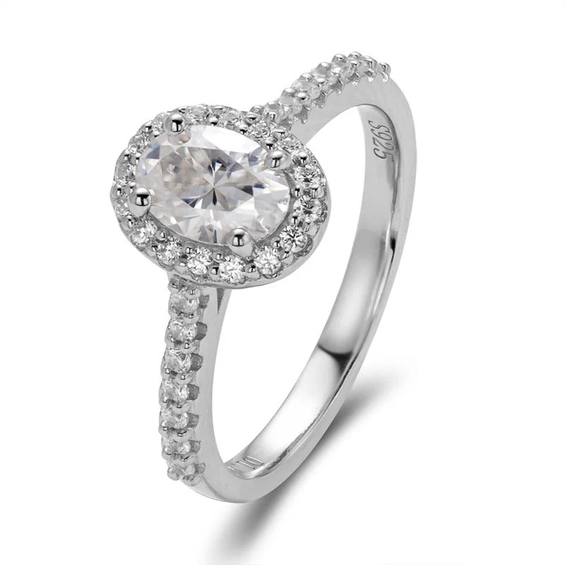 Oval Cut Moissanite Halo Ring