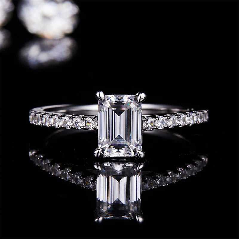 Classic Emerald Cut Moissanite Ring