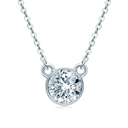 Solitaire 1 Carat Round Moissanite Pendant Necklace