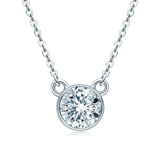 Solitaire 1 Carat Round Moissanite Pendant Necklace