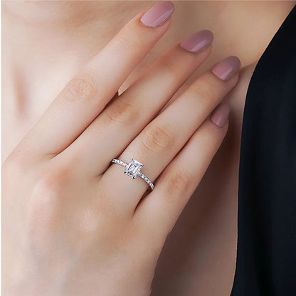 Classic Emerald Cut Moissanite Ring