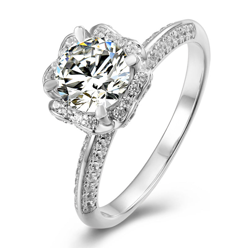 Moissanite Diamond Halo Ring