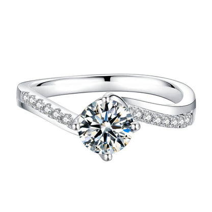 Round Cut Moissanite Twist Ring