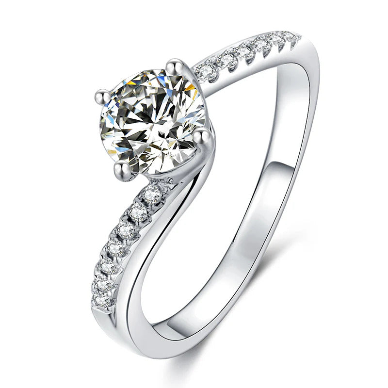 Round Cut Moissanite Twist Ring