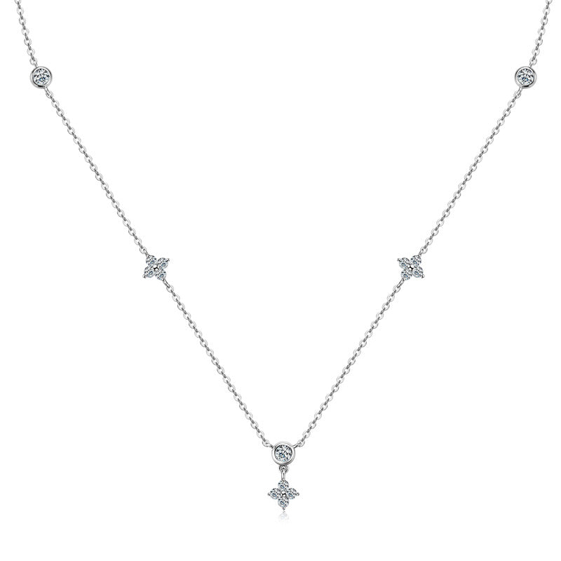 Silver Dainty Moissanite Pendant 