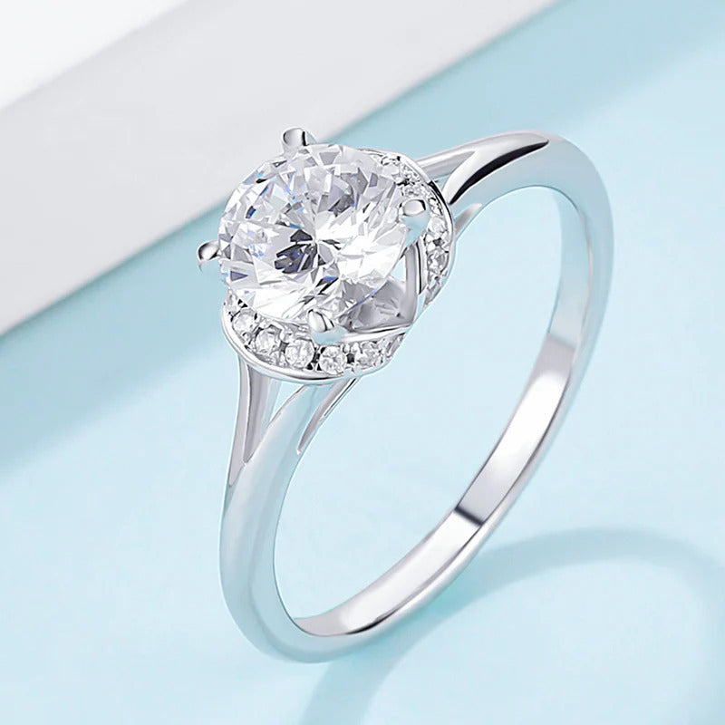 Moissanite Silver Solitaire Rings