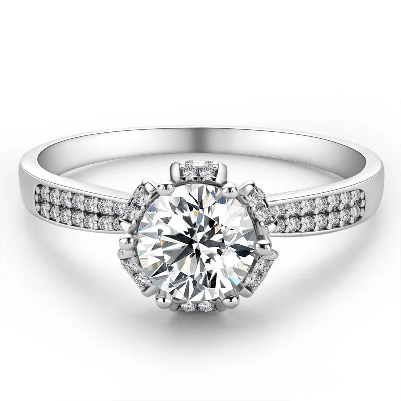 Silver Moissanite Diamond Classic Ring