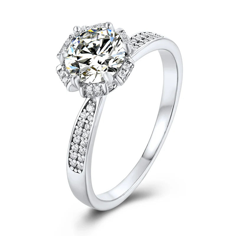 Silver Moissanite Diamond Classic Ring