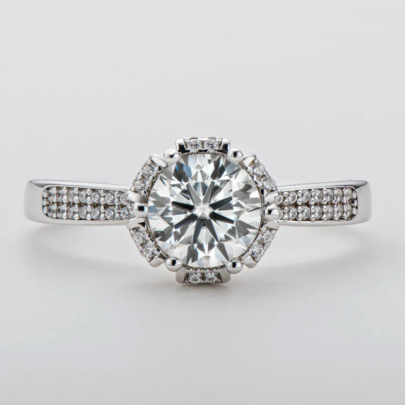 Silver Moissanite Diamond Classic Ring