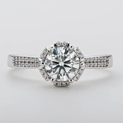 Silver Moissanite Diamond Classic Ring