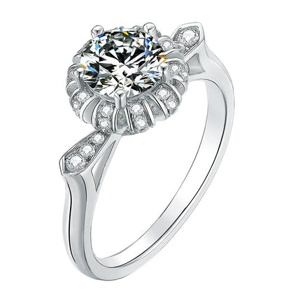 Silver Round Cut Moissanite Ring