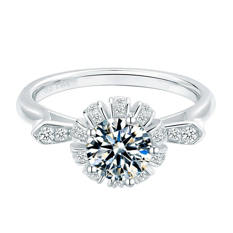 Silver Round Cut Moissanite Ring