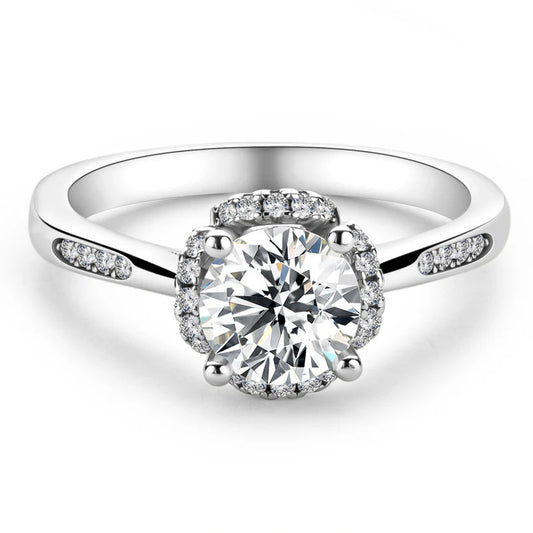 Classic Round Cut Moissanite Halo Ring