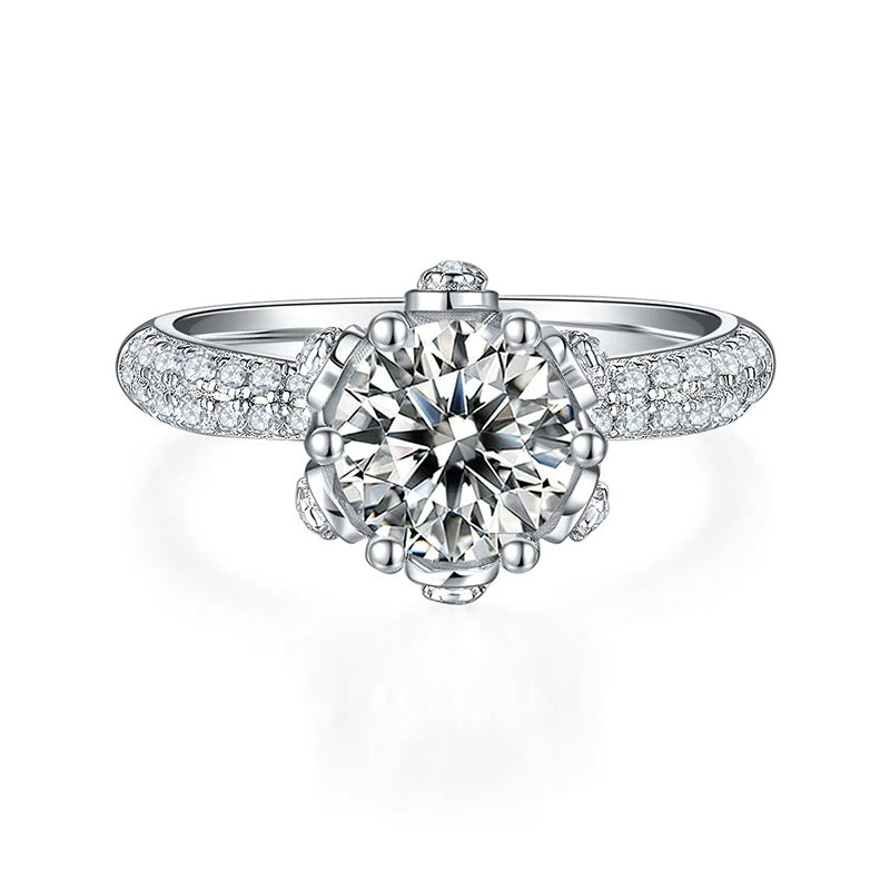 Silver Round Cut Moissanite Ring