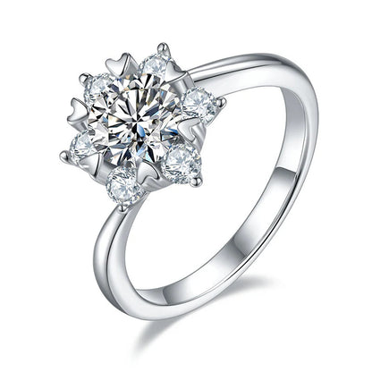 Snowflake Round Cut Moissanite Ring