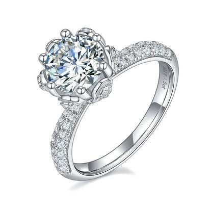 Silver Round Cut Moissanite Ring