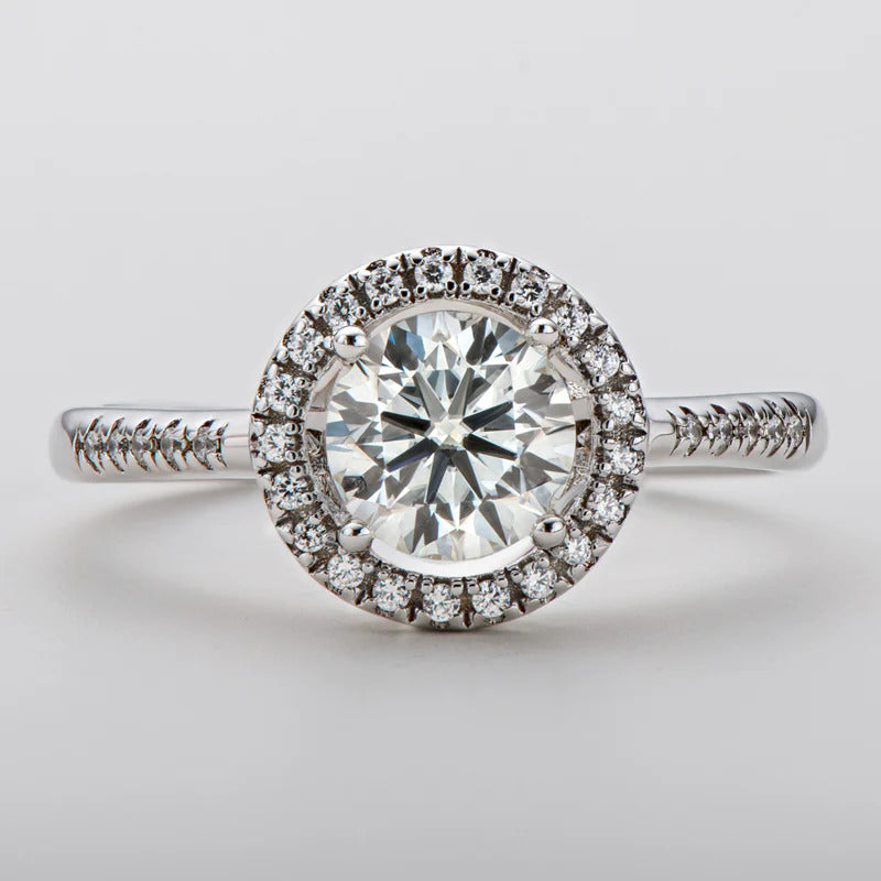 Round Cut Moissanite Halo Ring