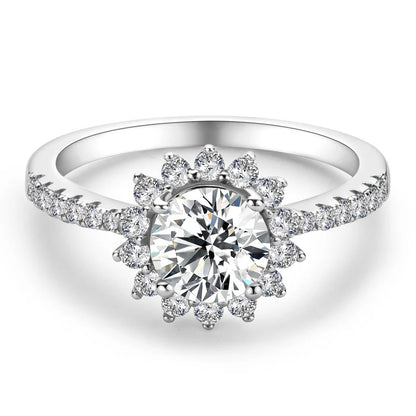 Sunburst Halo Moissanite Ring