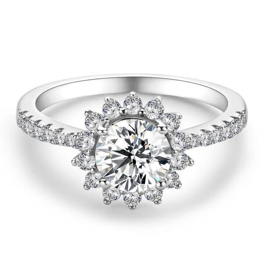 Sunburst Halo Moissanite Ring