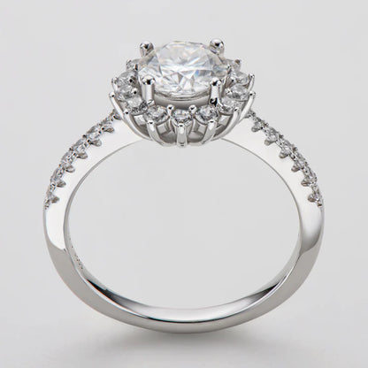 Sunburst Halo Moissanite Ring