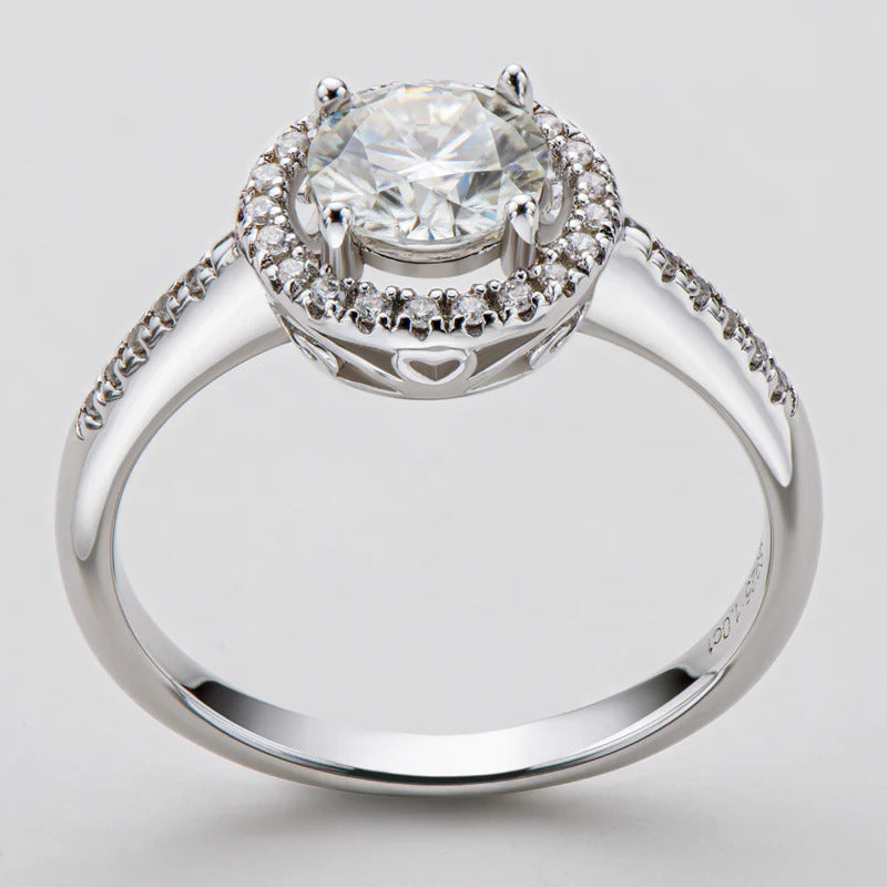 Round Cut Moissanite Halo Ring