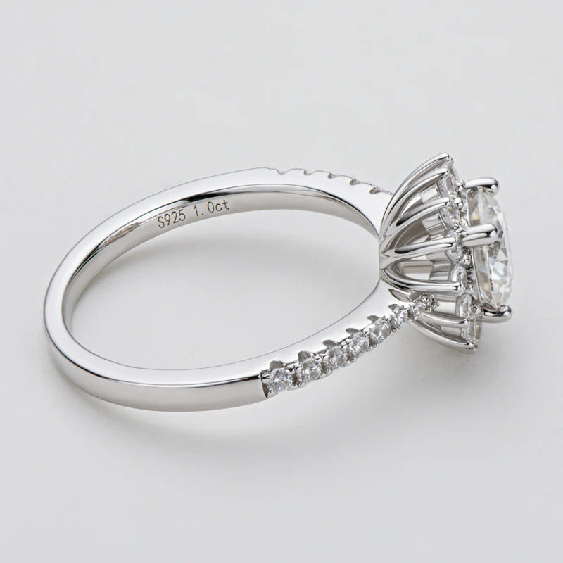 Sunburst Halo Moissanite Ring