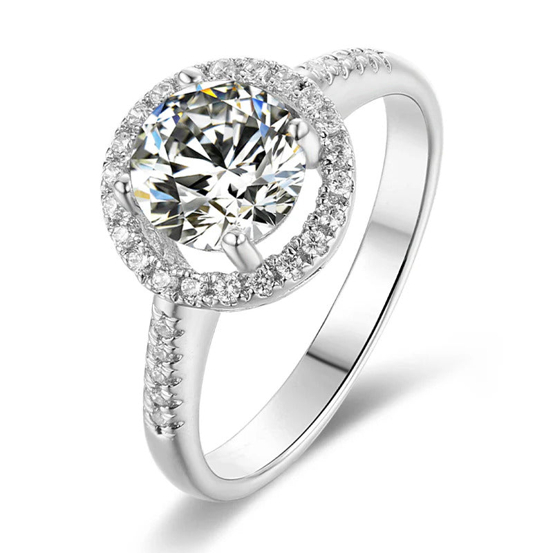 Round Cut Moissanite Halo Ring