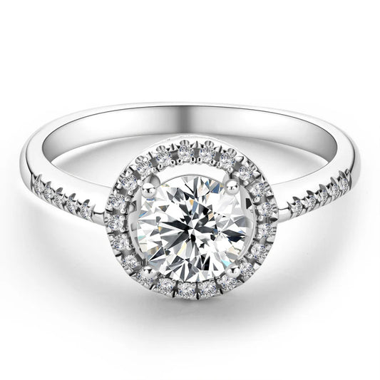 Round Cut Moissanite Halo Ring