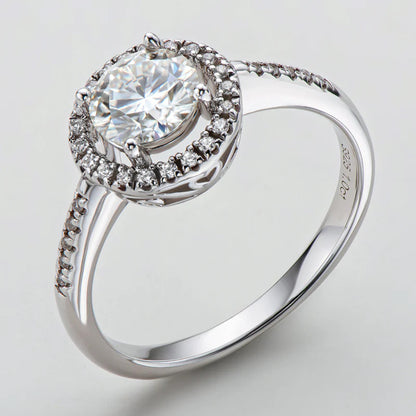 Round Cut Moissanite Halo Ring