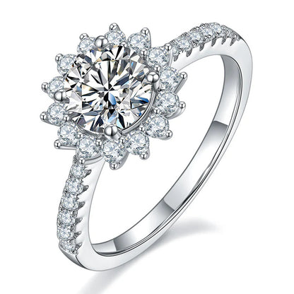 Sunburst Halo Moissanite Ring