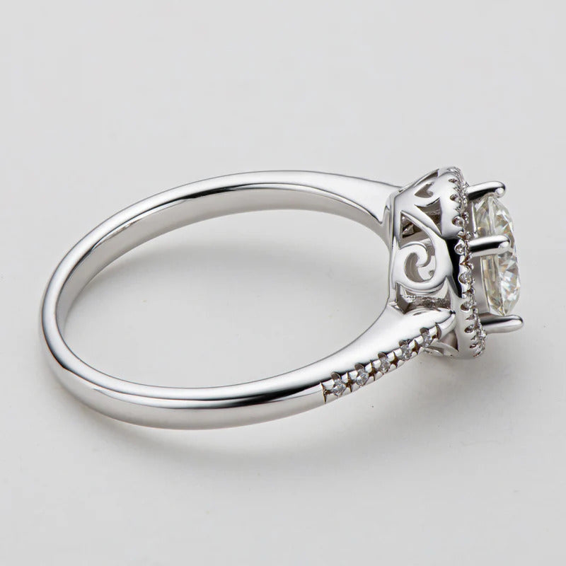 Round Cut Moissanite Halo Ring