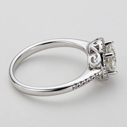 Round Cut Moissanite Halo Ring