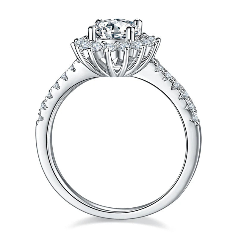 Sunburst Halo Moissanite Ring