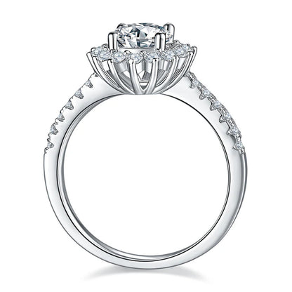 Sunburst Halo Moissanite Ring