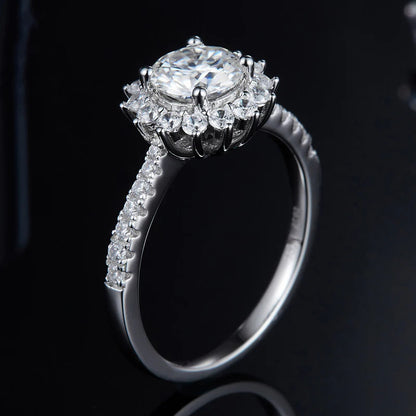 Sunburst Halo Moissanite Ring