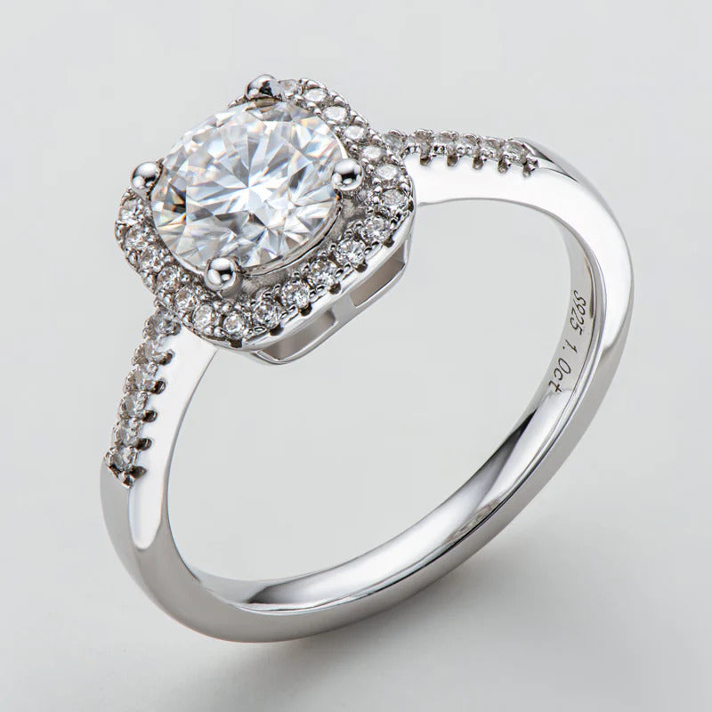 Moissanite Square Halo Ring