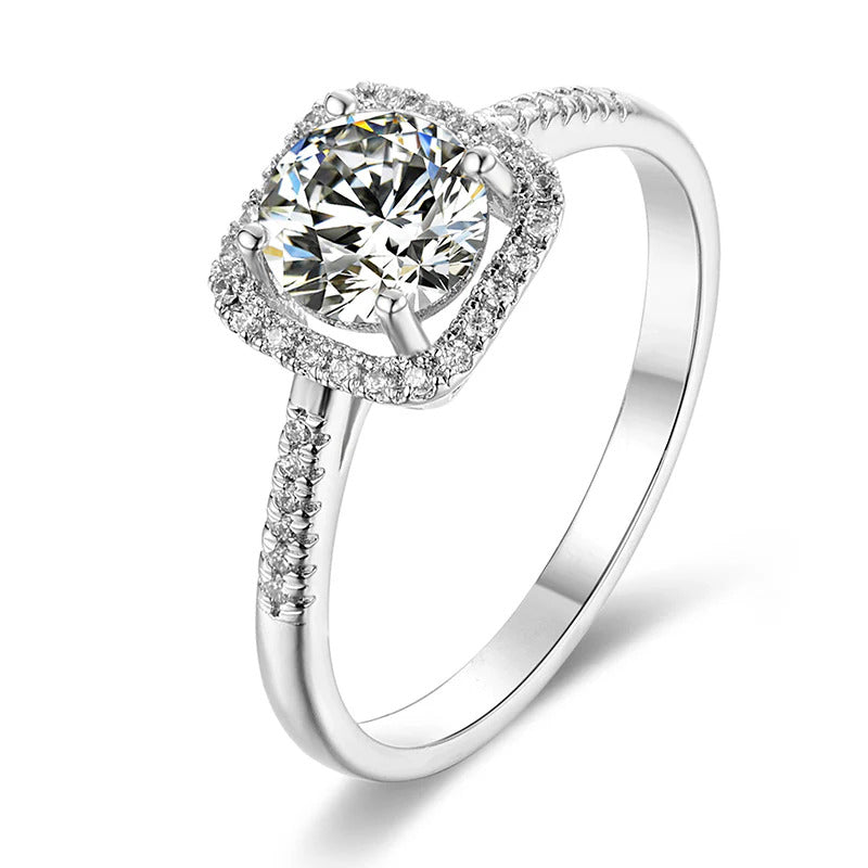 Moissanite Square Halo Ring